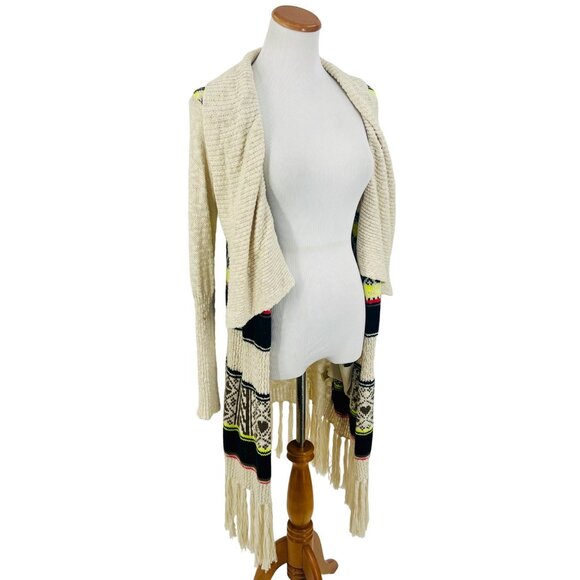 Vintage Y2K Princess Vera Wang Fringe Boho Multicolor Knit Cardigan Cottagecore - Picture 4 of 15